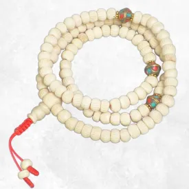 Mala os de buffle strié main 108 perles avec compteurs - Authentique