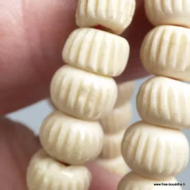 Mala tibétain 108 perles Os de buffle strié et sculpté à la main - Mala tibétain 108 perles