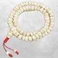 Mala tibétain 108 perles Os de buffle strié et sculpté à la main - Mala tibétain 108 perles