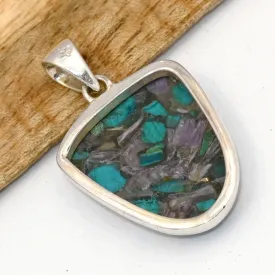 Pendentif Charoite sur Chrysocolle semi-ovale argent 925 - Bijoux en Charoite sur Chrysocolle