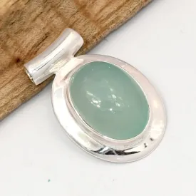 Pendentif Calcédoine d'eau bélière tube - Bijoux en Calcédoine bleue