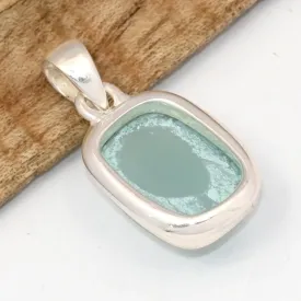 Petit Pendentif Calcédoine d'eau rectangulaire - Bijoux en Calcédoine bleue