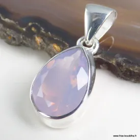 Pendentif Quartz Lavande véritable facetté forme goutte – Argent 925