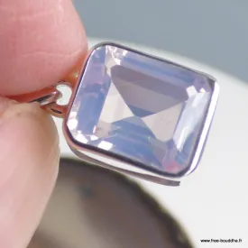 Pendentif Quartz Lavande véritable facetté rectangulaire – Argent 925