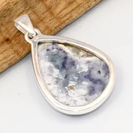 Pendentif goutte en Jaspe Tiffany violet et gris sur monture en argent 925