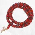 Mala tibétain porte-bonheur en os rouge et pierres – 108 perles