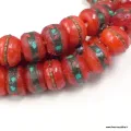 Mala tibétain porte-bonheur en os rouge et pierres – 108 perles
