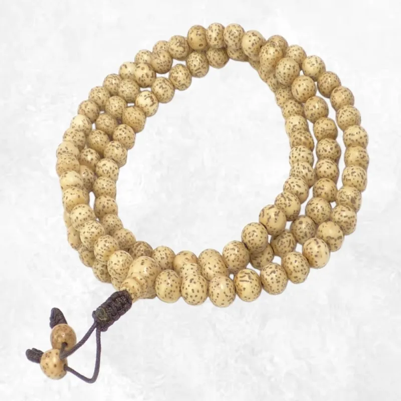 Mala en graines de lotus authentiques – 108 perles 8 mm – Népal