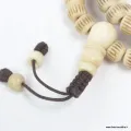 Mala tibétain en os de buffle beige strié – 108 perles – Népal
