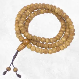 Mala tibétain en os de buffle brun strié – 108 perles – Népal
