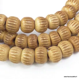 Mala tibétain en os de buffle brun strié – 108 perles – Népal