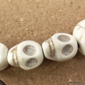 Bracelet tête de mort en howlite blanche – 21 perles – Népal
