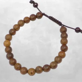 Bracelet tibétain en bois d'érable brun – 25 perles – Népal