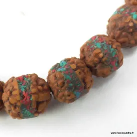Bracelet Rudraksha incrusté de pierres – 23 perles – Népal