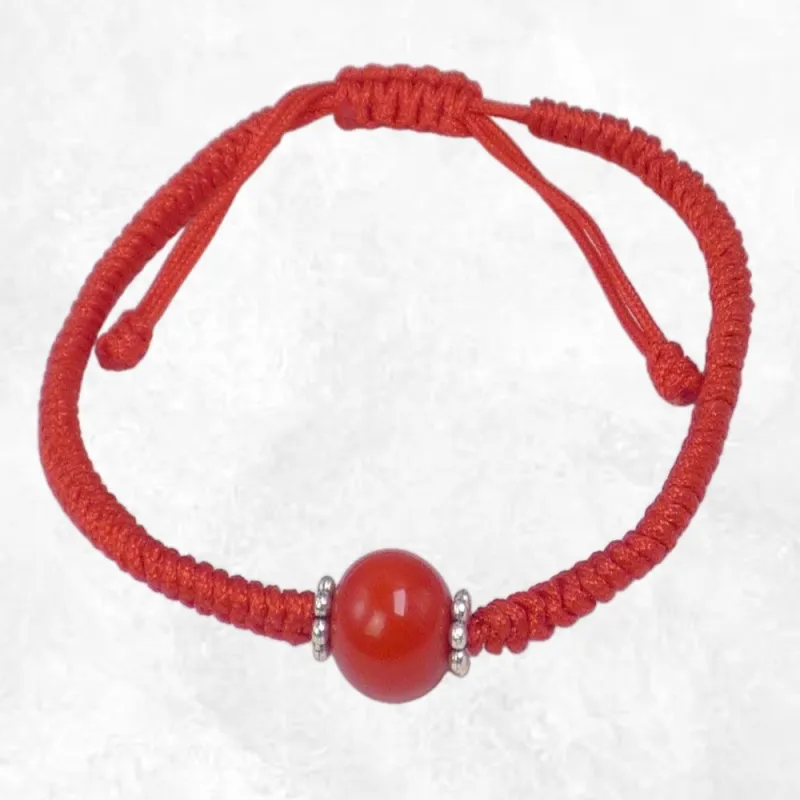 Bracelet tibétain porte-bonheur fil et perle rouge - Bracelets tibétains bouddhistes
