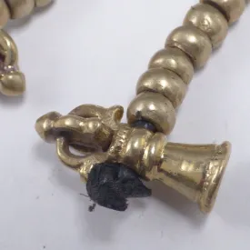 Compteurs de mala bouddhiste en laiton et cuir – dordjé et cloche