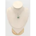 Pendentif malachite naturelle et phases de la lune – argent 925