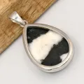 Pendentif jaspe buffalo naturel forme goutte – argent 925 poinçonné
