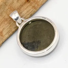 Pendentif pyrite sur magnétite authentique – argent 925 poinçonné