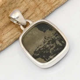 Pendentif pyrite sur magnétite rectangulaire – argent 925 poinçonné