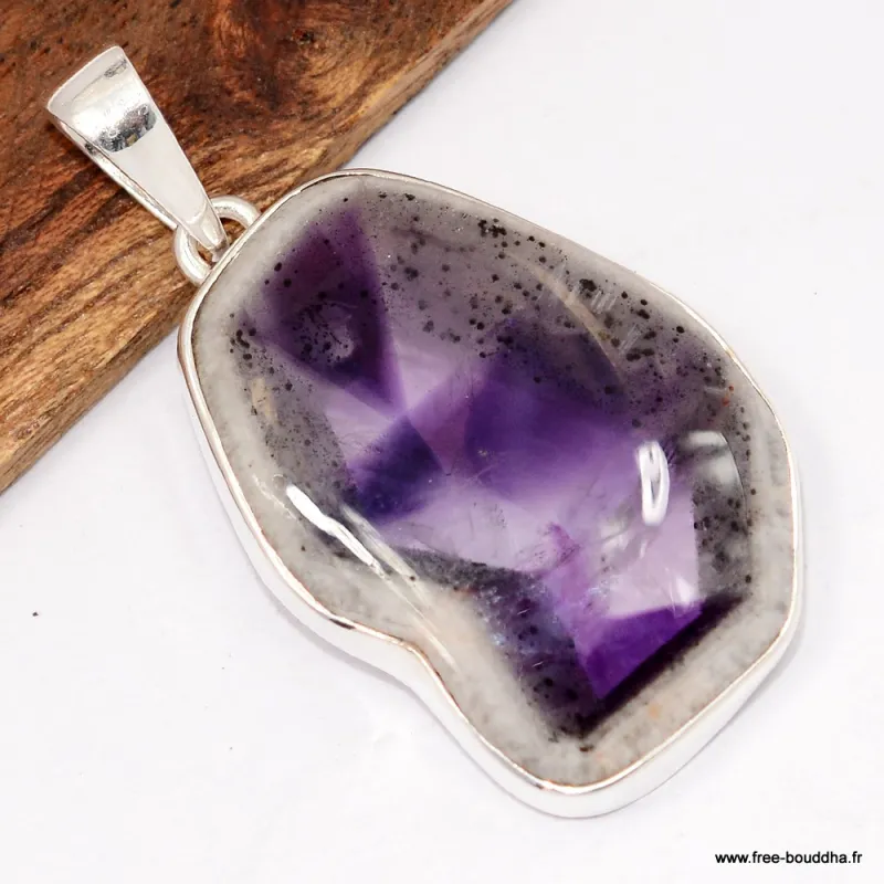 Pendentif Auralite 23 brute polie – Argent 925 | Éveil intérieur