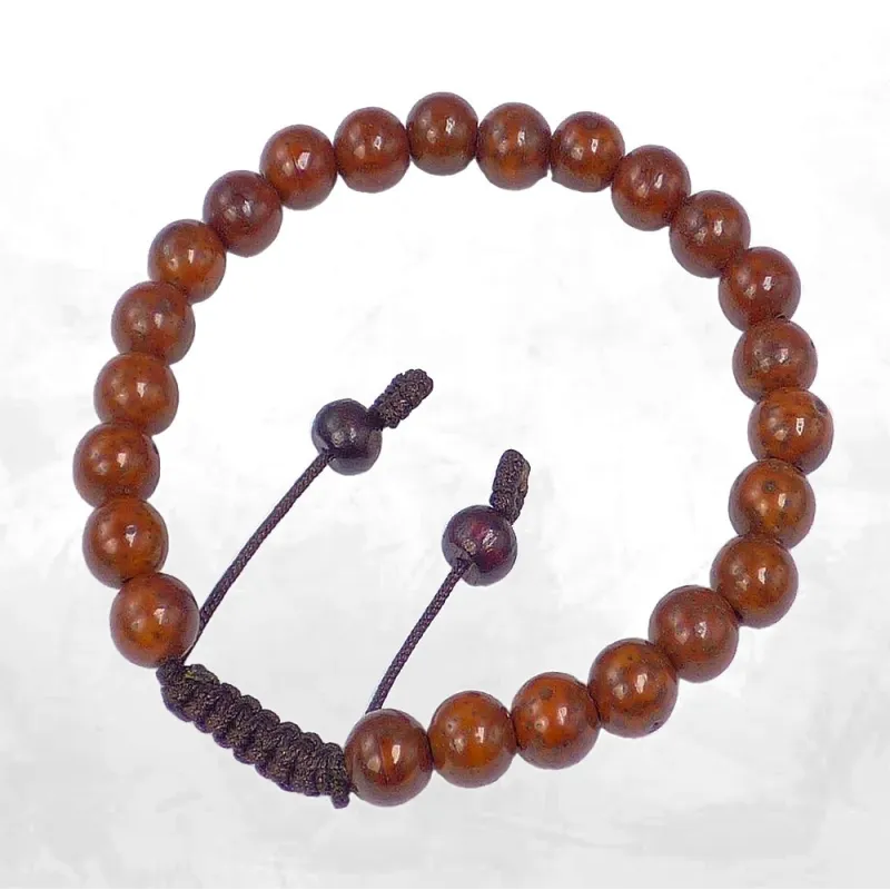 Bracelet mala Graines de lotus brunes 27 perles authentiques - Bracelet tibétain mala de méditation
