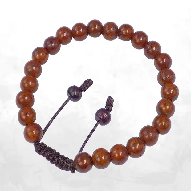 Bracelet mala Graines de lotus brunes 27 perles authentiques - Bracelet tibétain mala de méditation