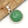 Pendentif Chrysoprase forme ronde - Pierre du Coeur - Bijoux en Chrysoprase