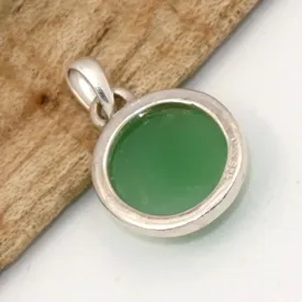 Pendentif Chrysoprase forme ronde - Pierre du Coeur - Bijoux en Chrysoprase