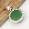 Pendentif Chrysoprase forme ronde - Pierre du Coeur - Bijoux en Chrysoprase