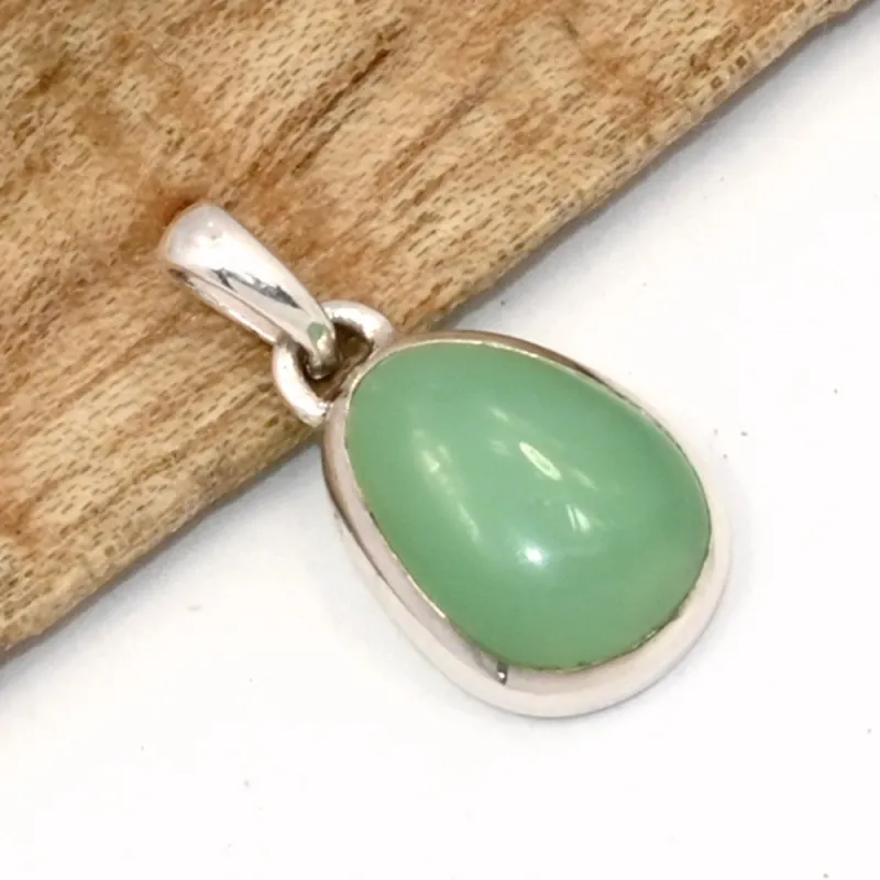 Petit Pendentif Chrysoprase forme goutte - Pierre du Coeur - Bijoux en Chrysoprase