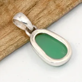 Petit pendentif Chrysoprase asymétrique en argent 925 - Pièce unique