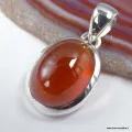 Pendentif Grenat Hessonite ovale cabochon - Argent 925 véritable