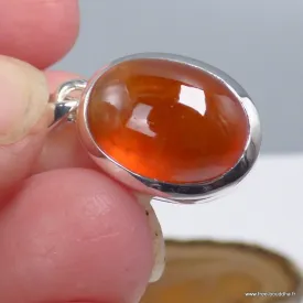 Pendentif Grenat Hessonite ovale cabochon - Argent 925 véritable