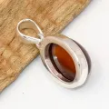 Pendentif Grenat Hessonite ovale cabochon - Argent 925 véritable