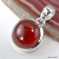 Pendentif rond Grenat Hessonite cabochon en argent 925 - Couleur miel