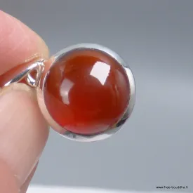Pendentif rond Grenat Hessonite cabochon en argent 925 - Couleur miel