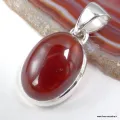 Gros pendentif Grenat Hessonite ovale en argent 925 - Pièce unique