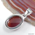 Gros pendentif Grenat Hessonite ovale en argent 925 - Pièce unique