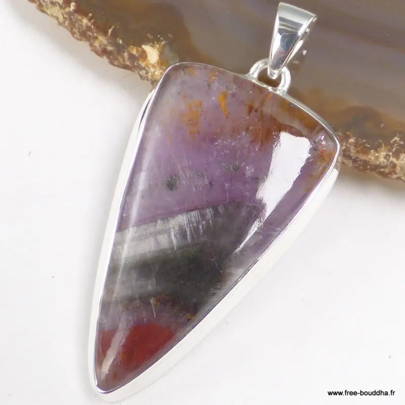 Pendentif Super Seven cacoxénite 5 cm grade AAA - Argent 925 - Pendentifs pierres naturelles