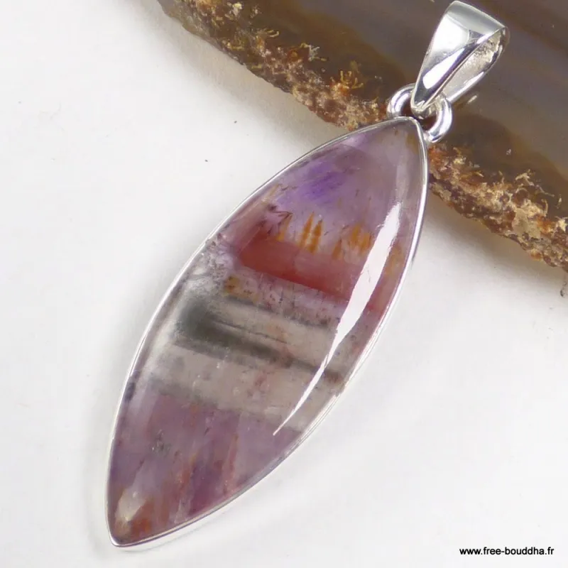 Pendentif marquise Cacochynite Super Seven contrastée - Pendentifs pierres naturelles