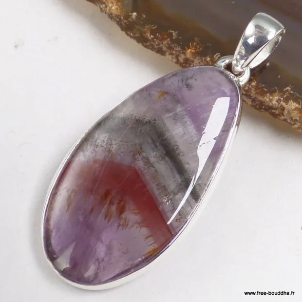 Pendentif Cacochynite Super Seven forme poire 4,7 cm - Pendentifs pierres naturelles