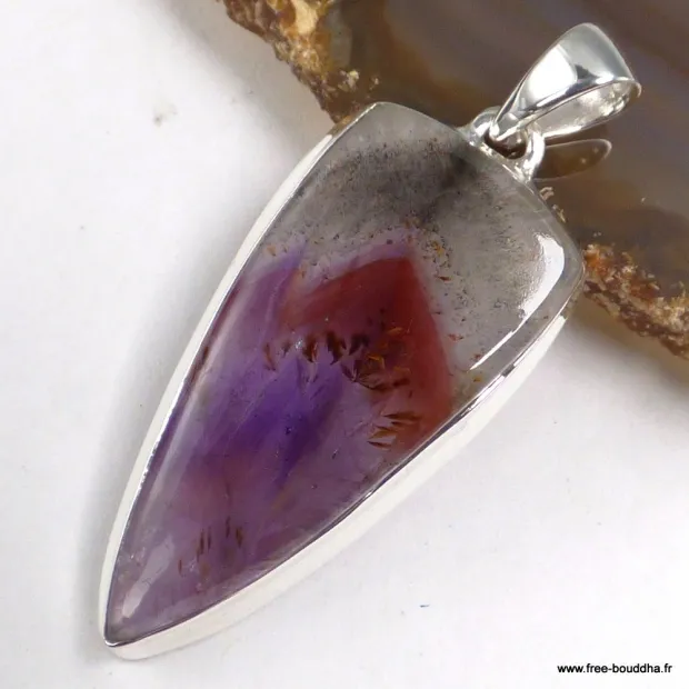 Pendentif Cacochynite Super Seven forme pointe 4,7 cm - Pendentifs pierres naturelles