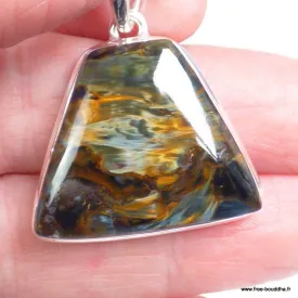 Pendentif Pietersite AAA forme trapèze en argent 925