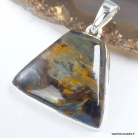 Pendentif Pietersite AAA forme trapèze en argent 925