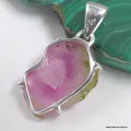 Pendentif Tourmaline Melon authentique - argent 925 Rare - Bijoux en Tourmaline Melon d'eau