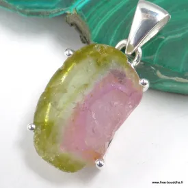 Pendentif Tourmaline Melon authentique - Pierre RARE - Bijoux en Tourmaline Melon d'eau