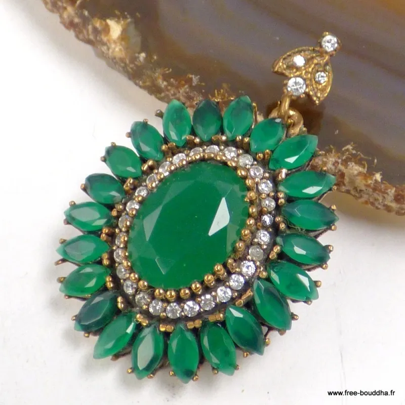 Pendentif oriental en Émeraude – Inspiration turque - Pendentifs pierres naturelles