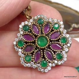 Pendentif oriental rubis émeraude – Rosace style turc