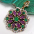 Pendentif oriental rubis émeraude – Rosace style turc